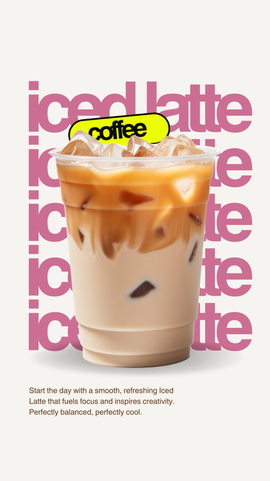 Pink Modern and Minimal Iced Latte Coffee Instagram Story